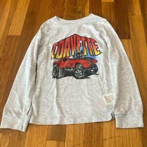 Retro Brand Boys Gray Long Sleeve Shirt With Corvette Design Size 5